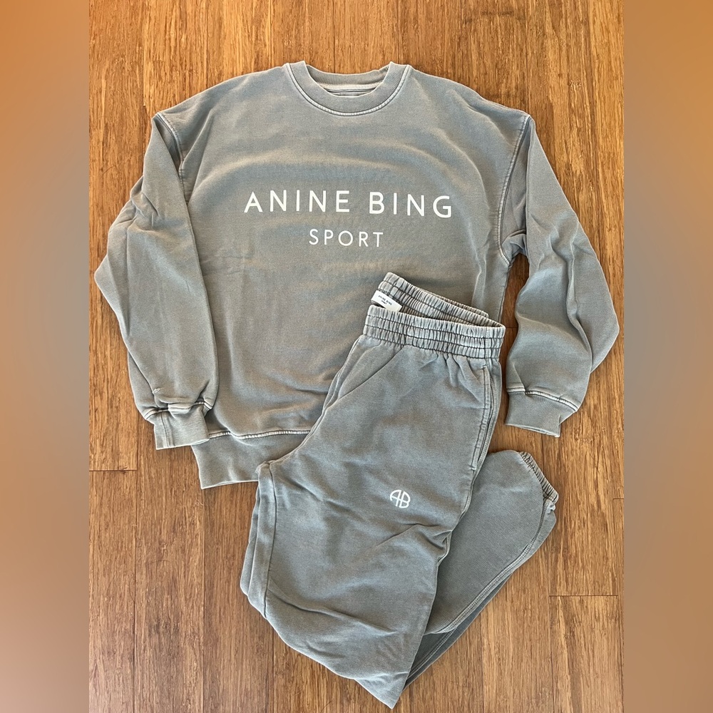 Anine Bing Sport Evan Sweatshirt in Olive (Size: XSmall) - Picture 5 of 6